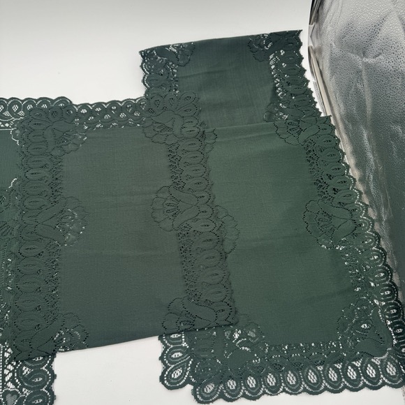 Vintage Green Lace Placemats & Table Runners Set 5 Floral Scalloped Decor - Picture 4 of 16